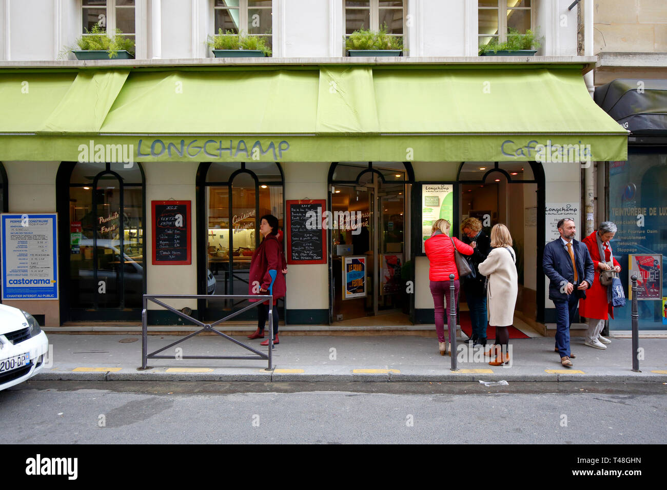 Self Longchamp, 113 Rue Lauriston, Paris, France. exterior of a self service french cafeteria. Stock Photo