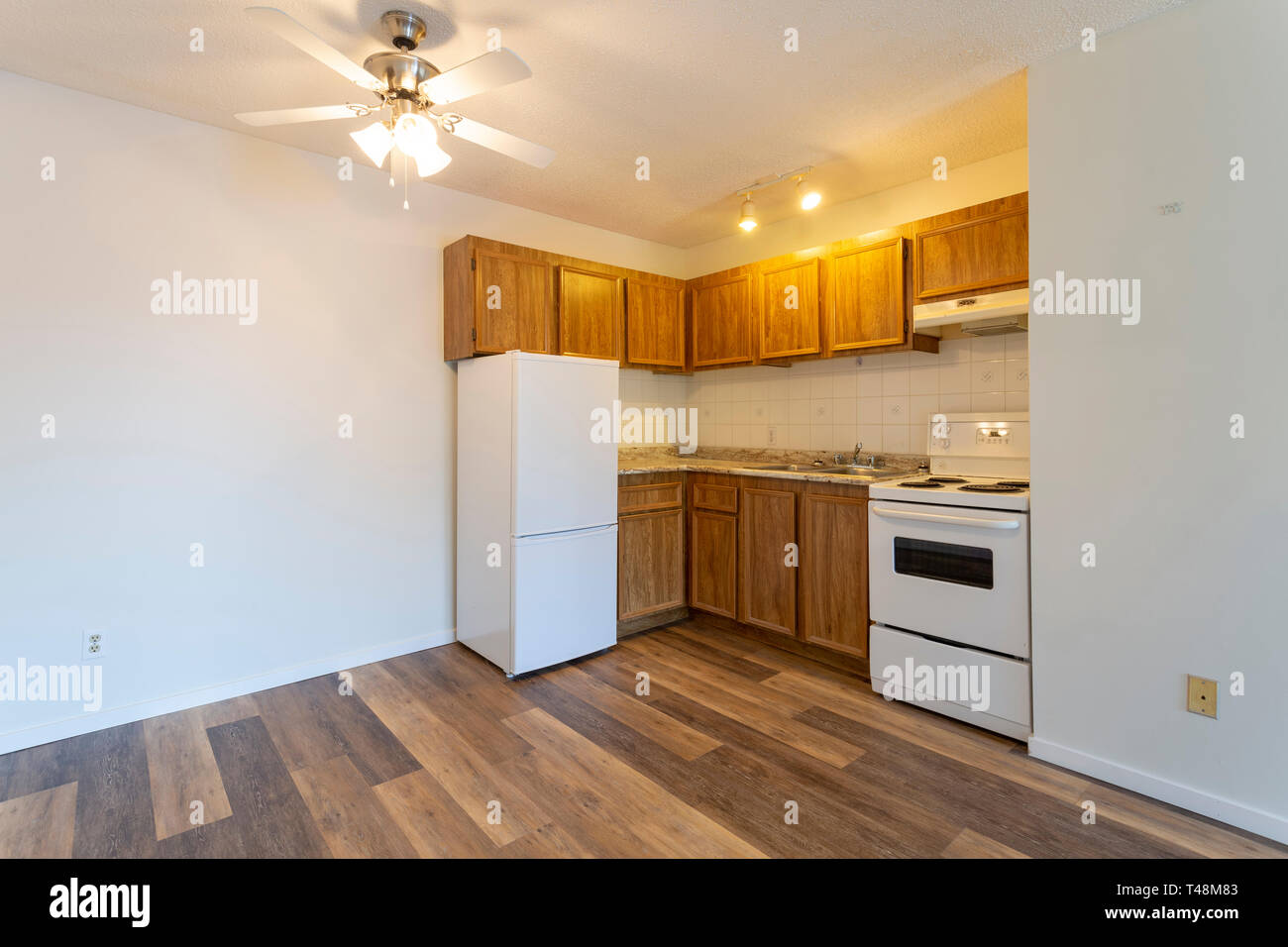 An Empty Vacant Rental Apartment Property With New Hardwood