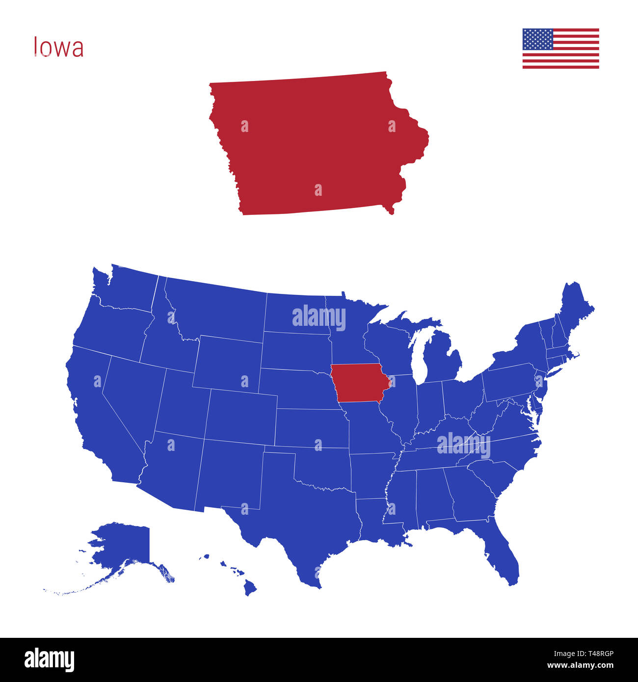 Iowa State In United Map Cut Out Stock Images Pictures Alamy The State Of Iowa Is Highlighted In Red Blue Map Of The United States Divided Into Separate States Map Of The Usa Split Into Individual States T48RGP