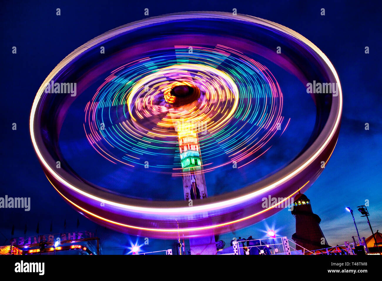 Scary night rides at the Great Dorset Steam Fair UK Stock Photo