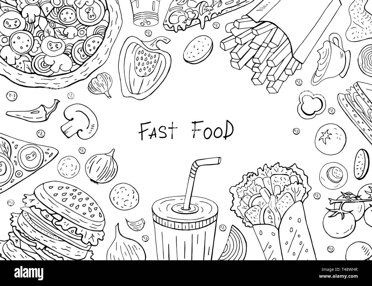 Burger And Fries Black and White Stock Photos & Images - Alamy