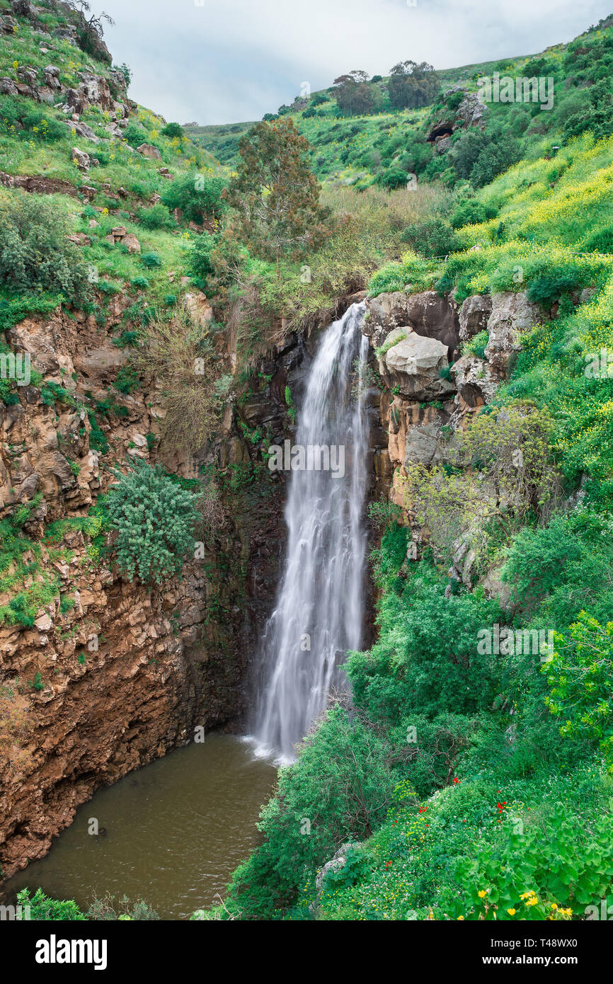 beautiful waterfall Gelabun in Israel Stock Photo