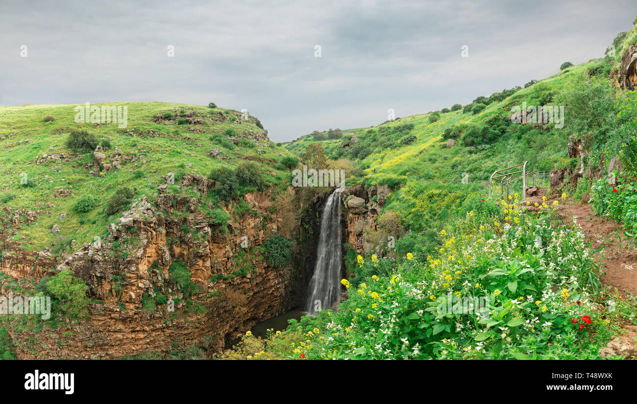 beautiful waterfall Gelabun in Israel Stock Photo