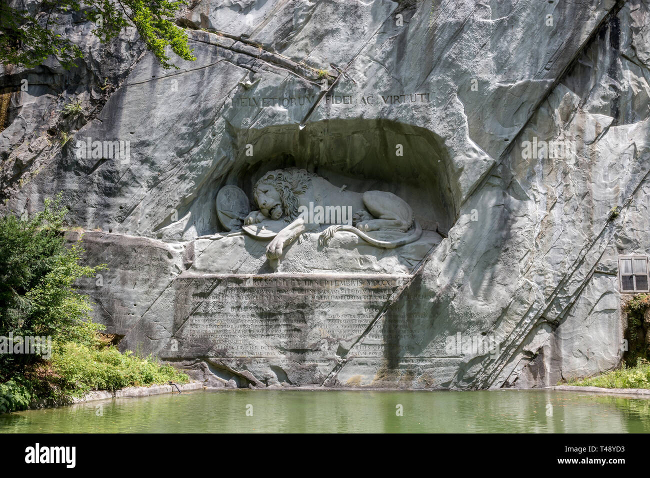 Lucerne, Switzerland - July 3, 2017: Dying Lion of Lucerne Monument, Switzerland Stock Photo