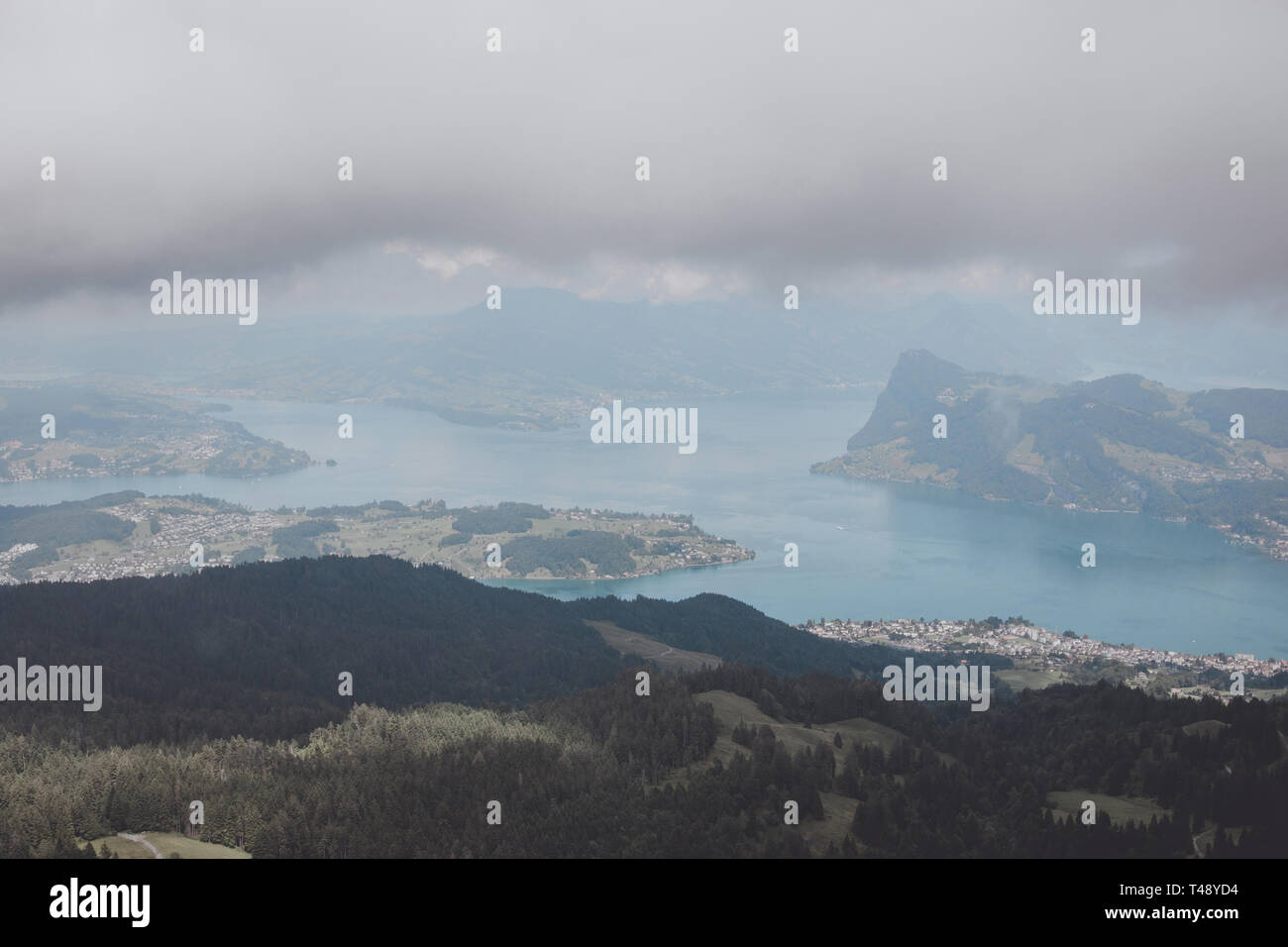 Panorama view od Lucerne lake and mountains scene in Pilatus of Lucerne