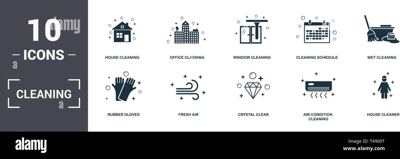 Cleaning set icons collection. Includes simple elements such as House ...