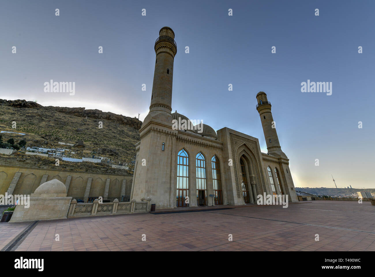 The Bibi-Heybat Mosque is a historical mosque in Baku, Azerbaijan. The existing structure, built in the 1990s, is a recreation of the mosque with the  Stock Photo