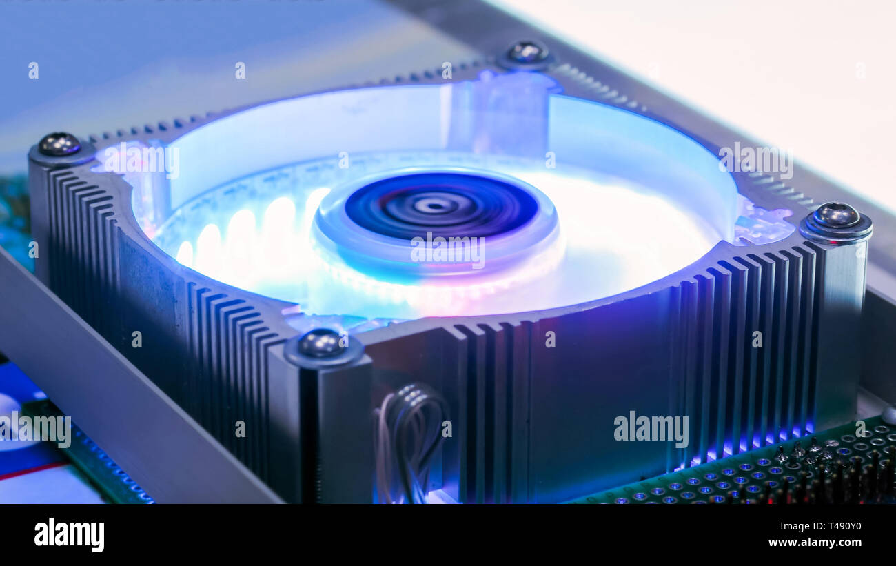 Computer cooler with RGB LED light Stock Photo - Alamy