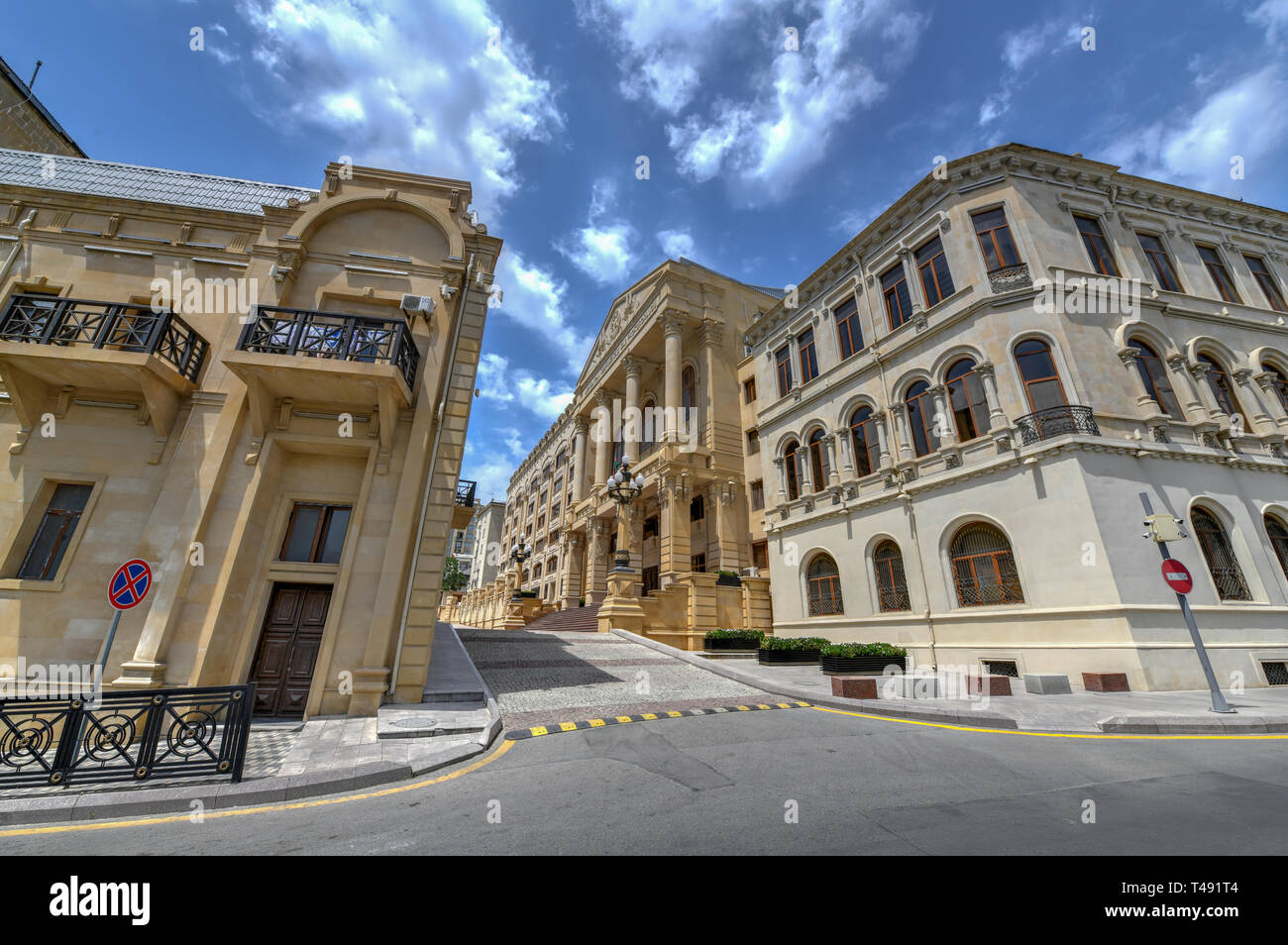 Typical apartment block building in the city of Baku, Azerbaijan Stock
