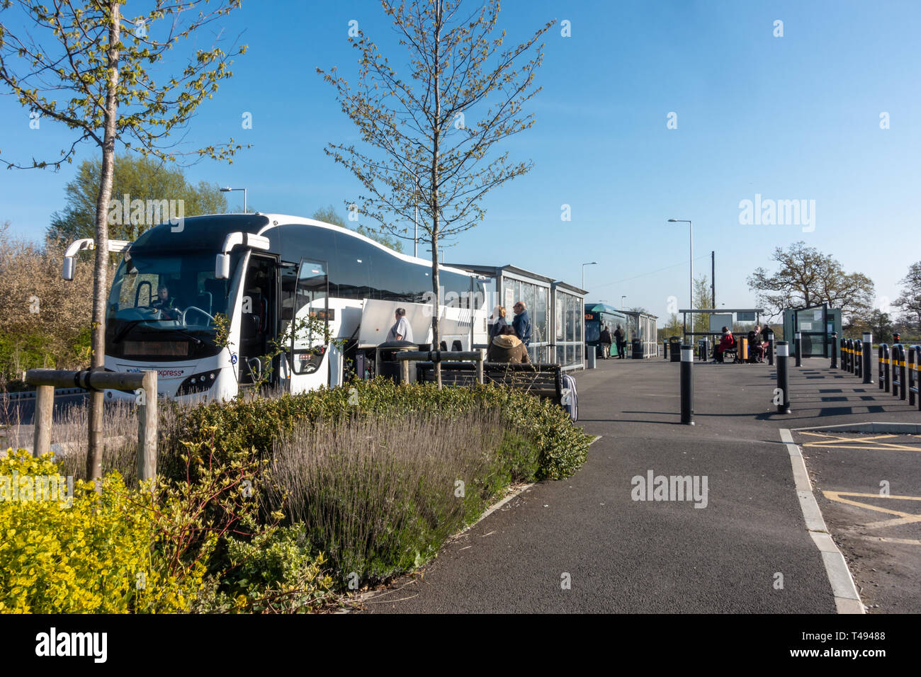 A coach at Mereoak Park and ride in Reading, UK Stock Photo Alamy