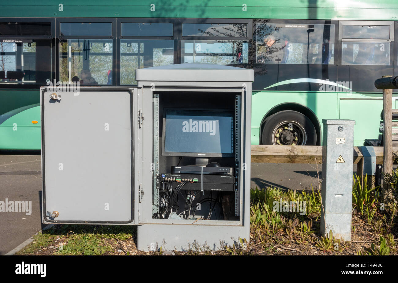 A roadside reveals a computer complete with monitor inside at