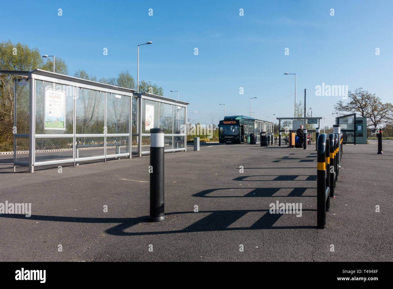 Bus shelters at Mereoak Park and Ride in reading, Berkshire, UK Stock