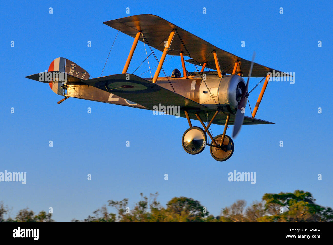 Air to air photo shoot of a First World War Sopwith Pup biplane, Serpentine airfield, Western Australia. Stock Photo
