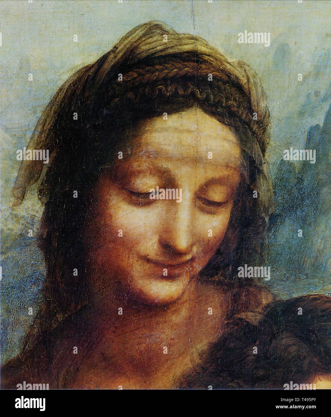 Leonardo Da Vinci Sainte Anne La Vierge Et L Enfant Jesus 1510 Detail Visage De Sainte Anne Stock Photo Alamy