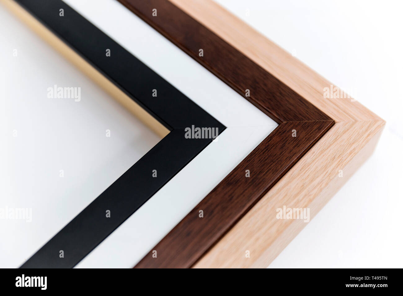 Wooden picture frame options to select from Stock Photo Alamy