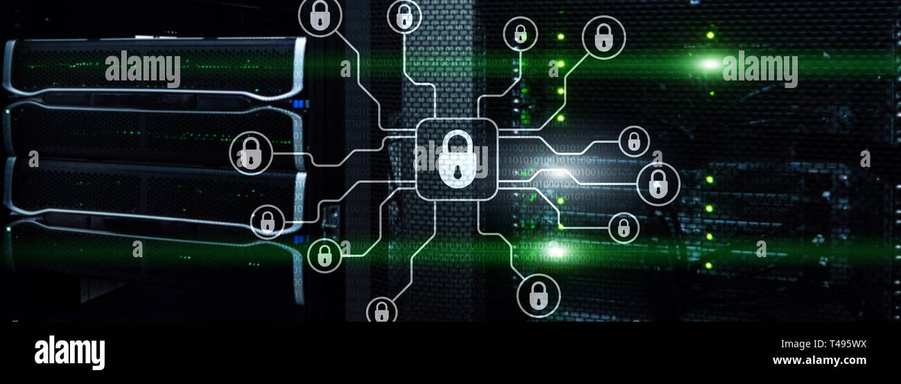 Technology banner. Cyber security, data protection, information privacy. Internet and technology concept Stock Photo