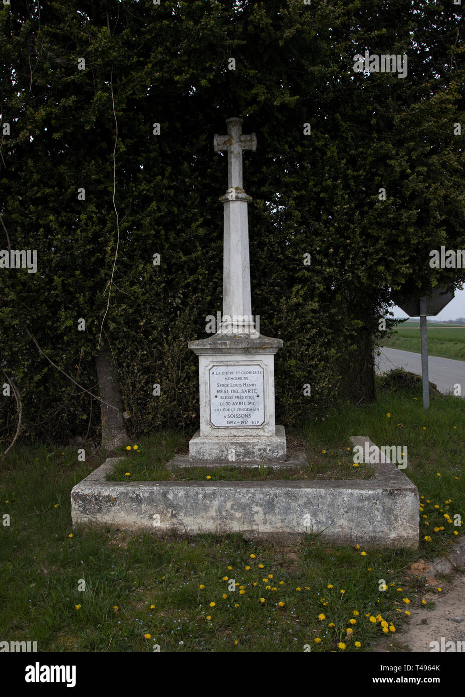 A memorial commemorating the French soldier Serge Louis Henry Real del Sarte Stock Photo