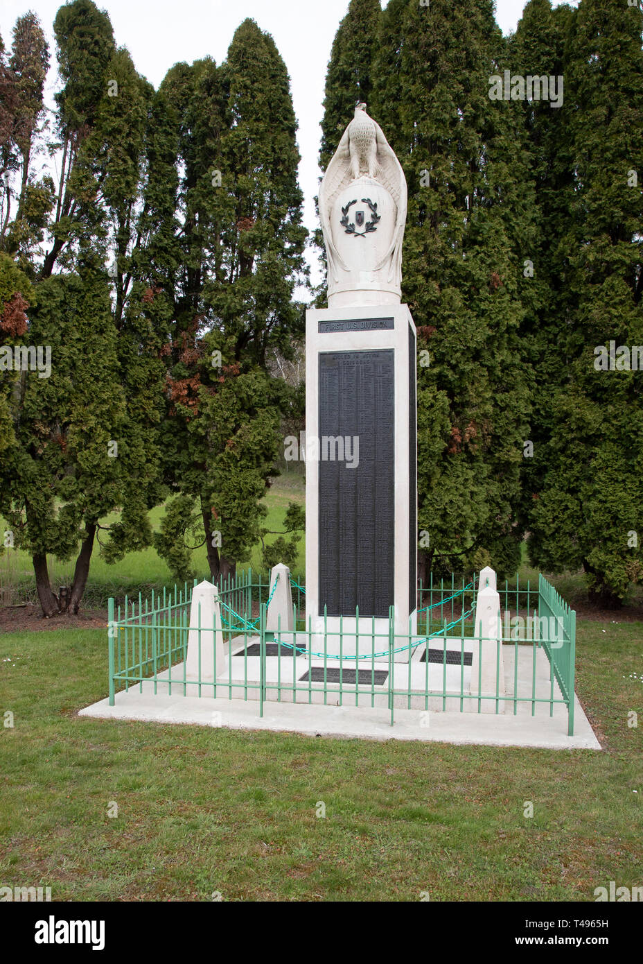 Memorial to the United States Army 1st Division at Buzancy in 1918 Stock Photo