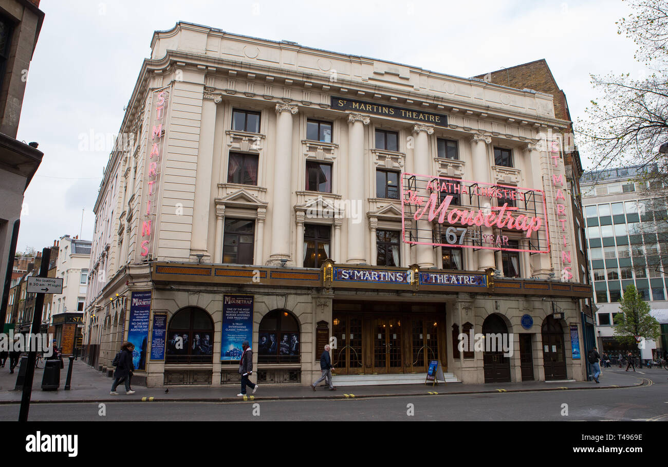 Agatha Christie's The Mousetrap at the St. Martin's Theatre, West St, London WC2H 9NZ, the longest continuous run of any show in the world, General Vi Stock Photo