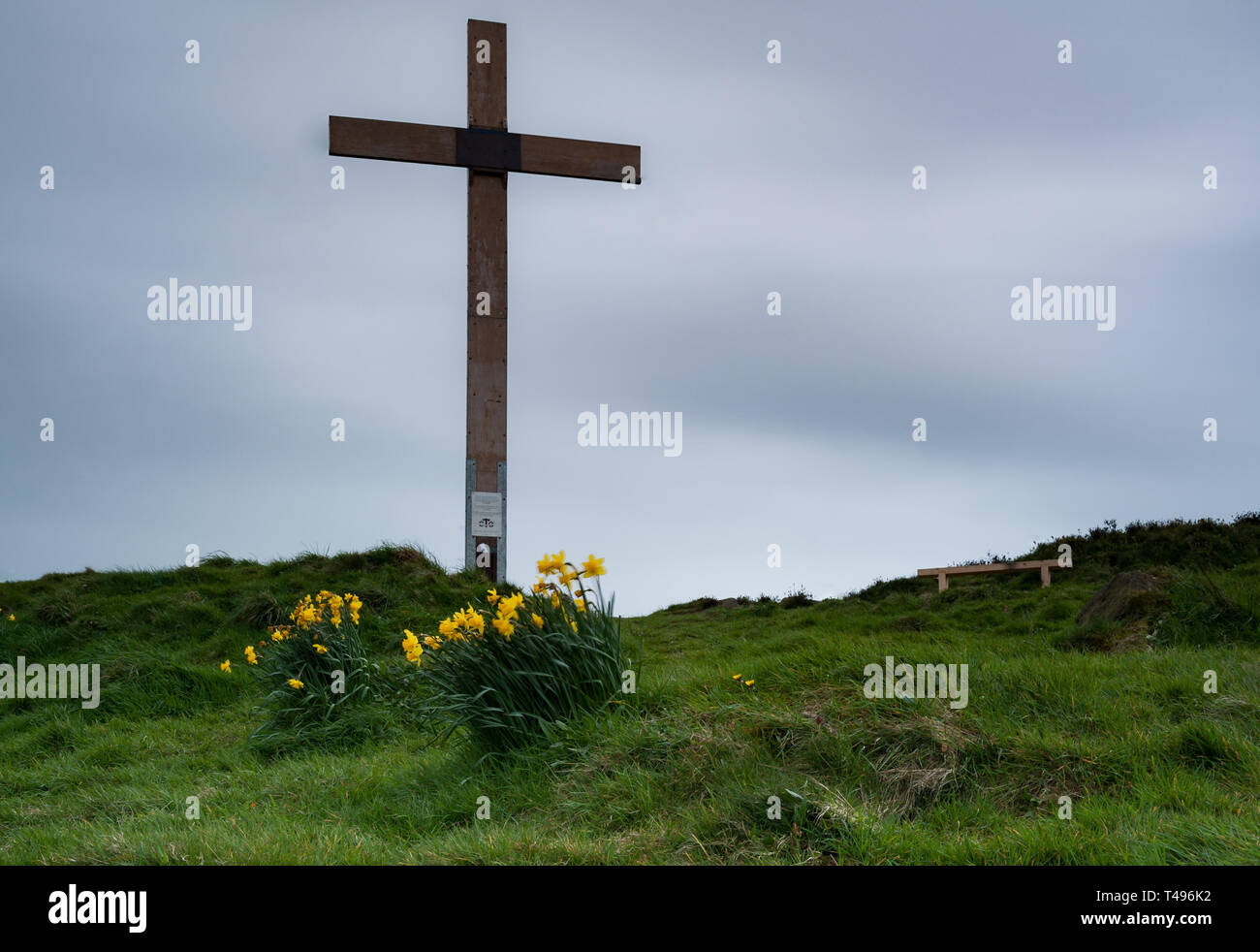 Easter cross, Otley chevin, Yorkshire Stock Photo