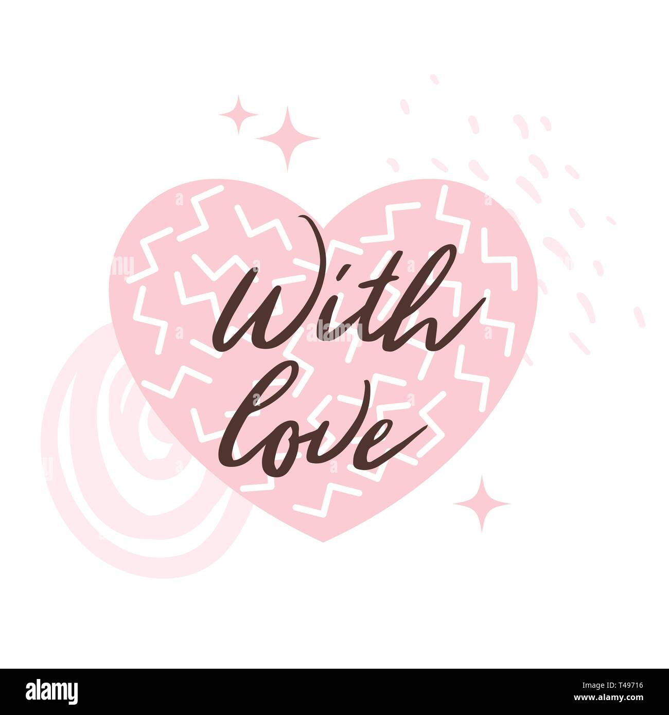 Valentine day design template for greeting card or banner with pink ...