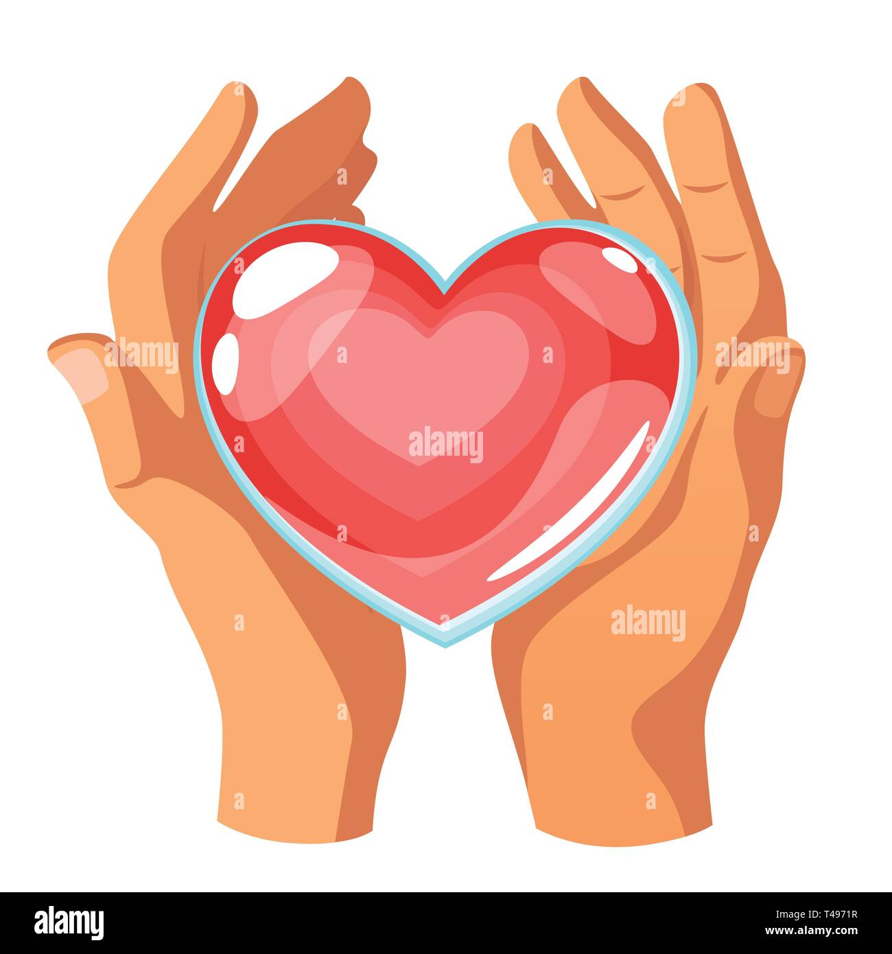 Health concept design template with hands holding heart. Vector illustration. Stock Vector