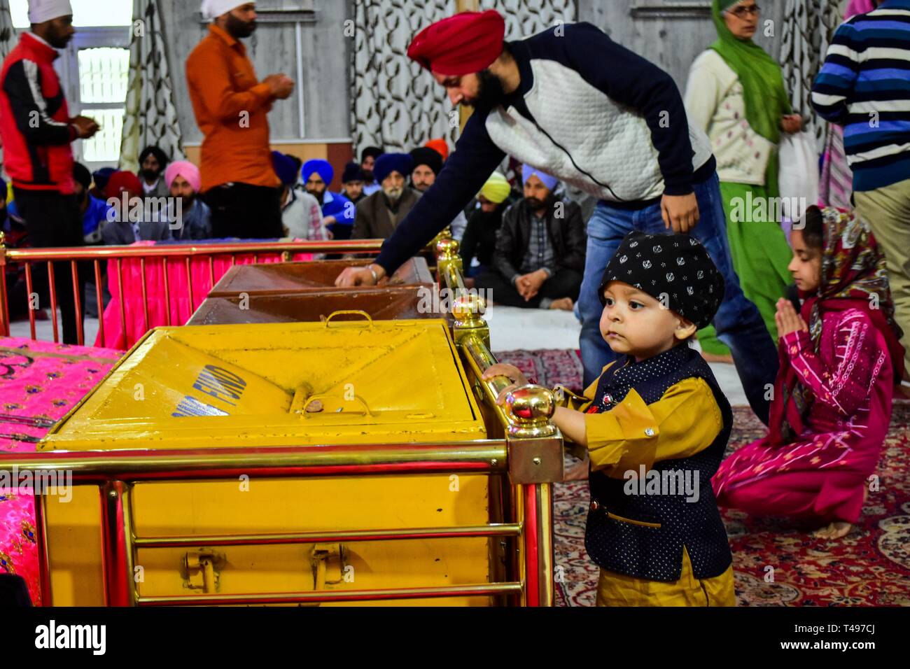 Sikh devotees seen attending rituals inside the gurdwara or a Sikh ...