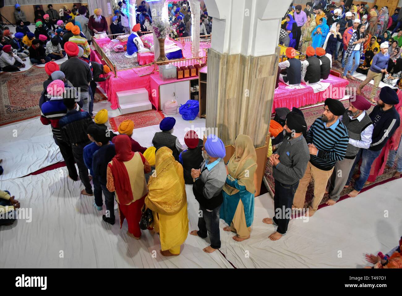 Sikh pilgrims seen attending rituals inside the gurdwara or a Sikh ...