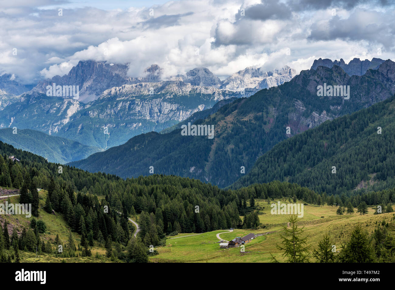 Views of the Val di Fassa in the Dolomites, Trentino Alto Adige, Italy Stock Photo