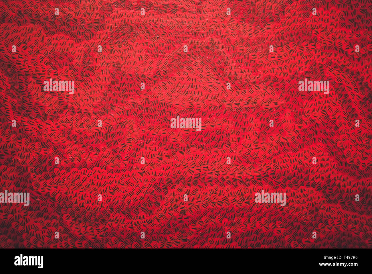 Red dots pattern. Dark and deep abstract geometric pattern Stock Photo