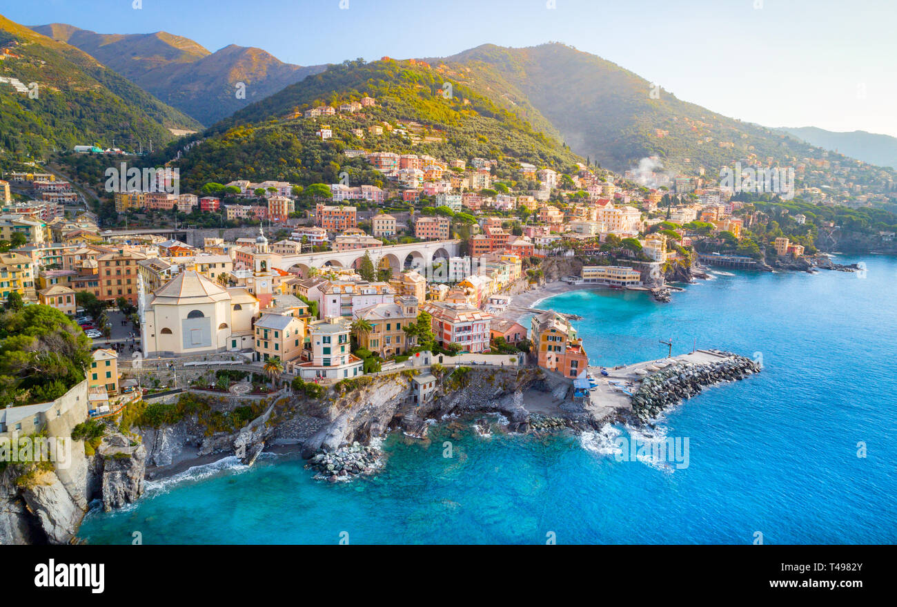 View of Bogliasco. Bogliasco is a ancient fishing village in Italy, Genoa,  Liguria Stock Photo - Alamy