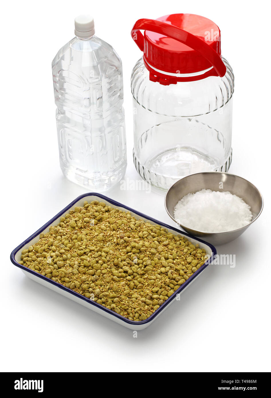 homemade soy sauce ingredients ; shoyu koji (fermentation starter)・salt