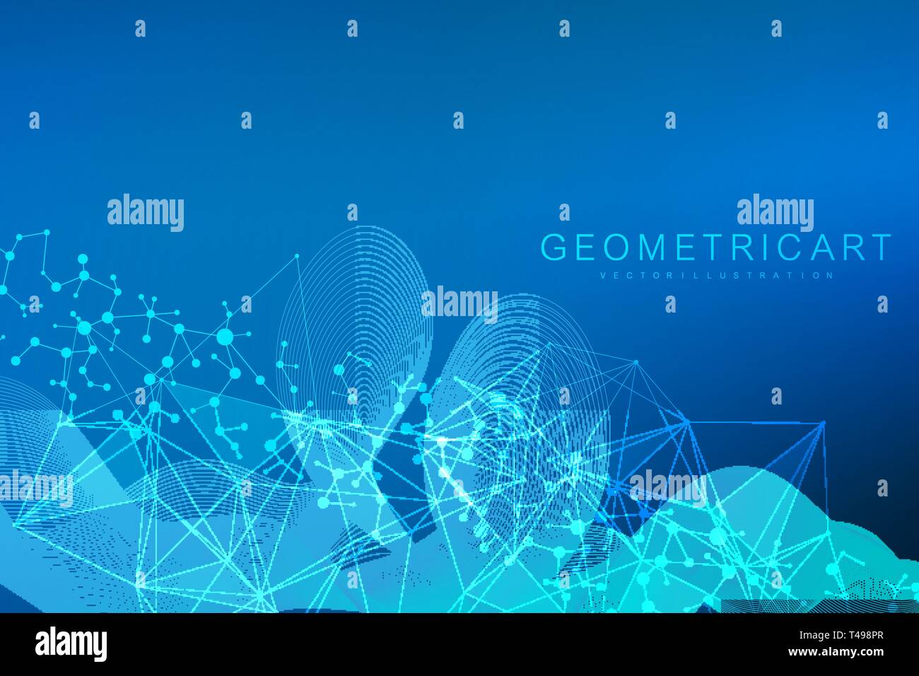 Geometric abstract background with connected line and dots. Structure ...