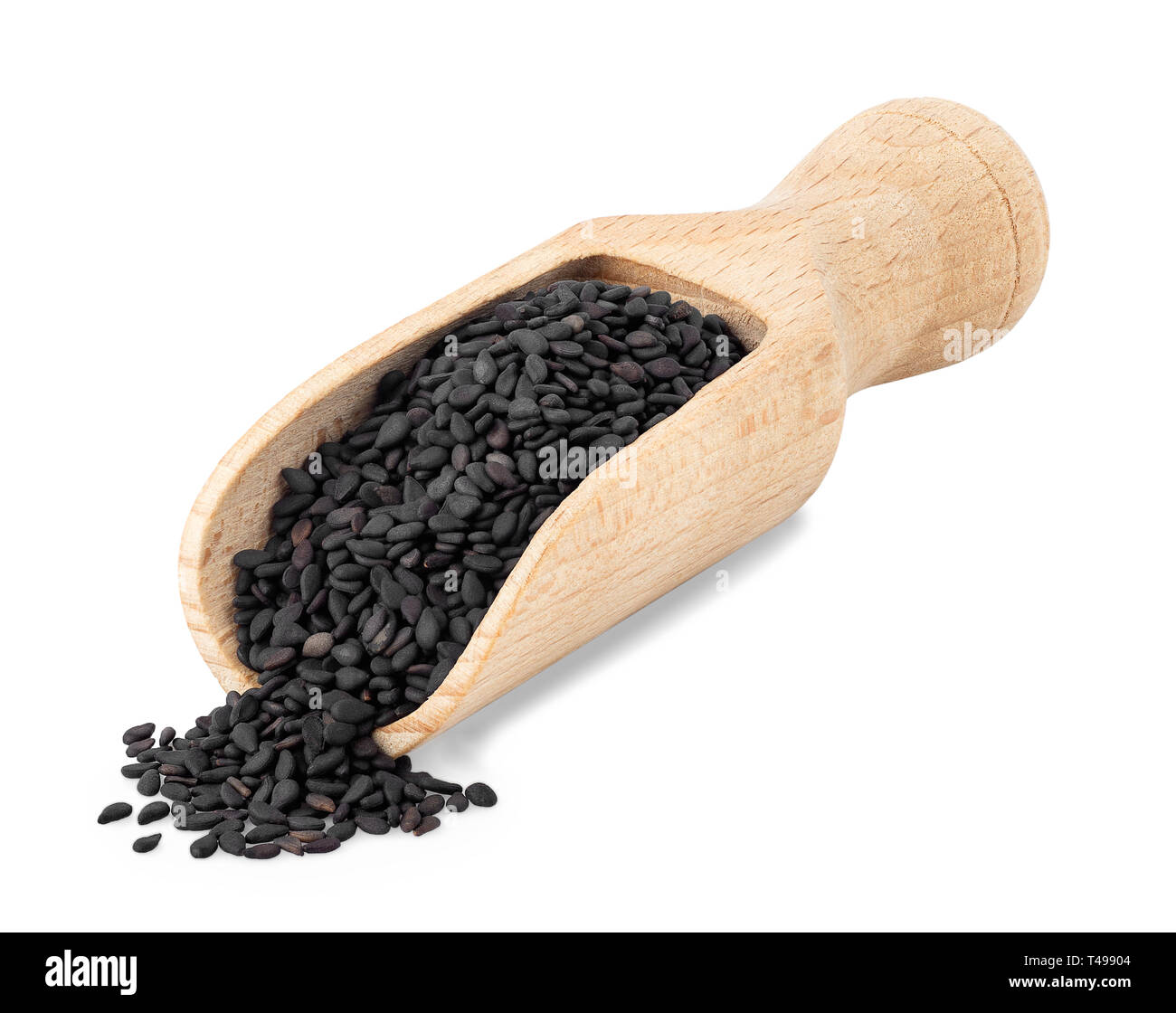 black sesame seeds in scoop Stock Photo