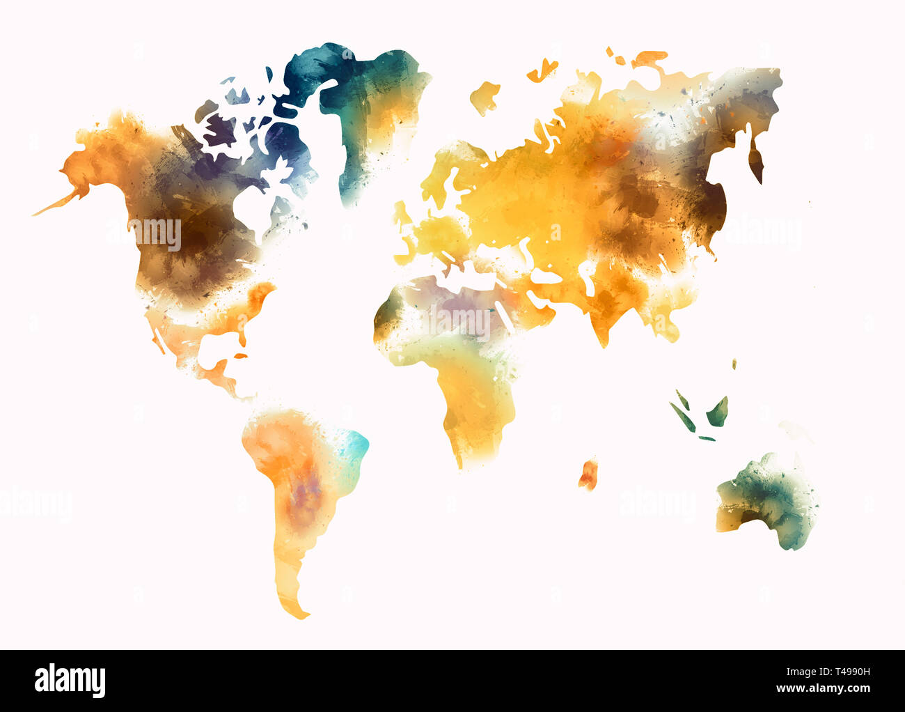 world map watercolor illustration Stock Photo