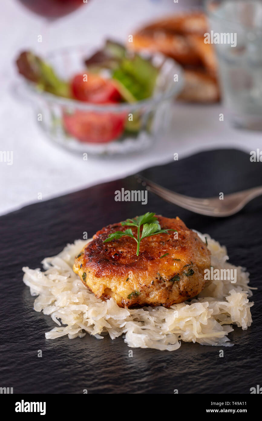bavarian kaspressknoedel a cheese dumpling Stock Photo