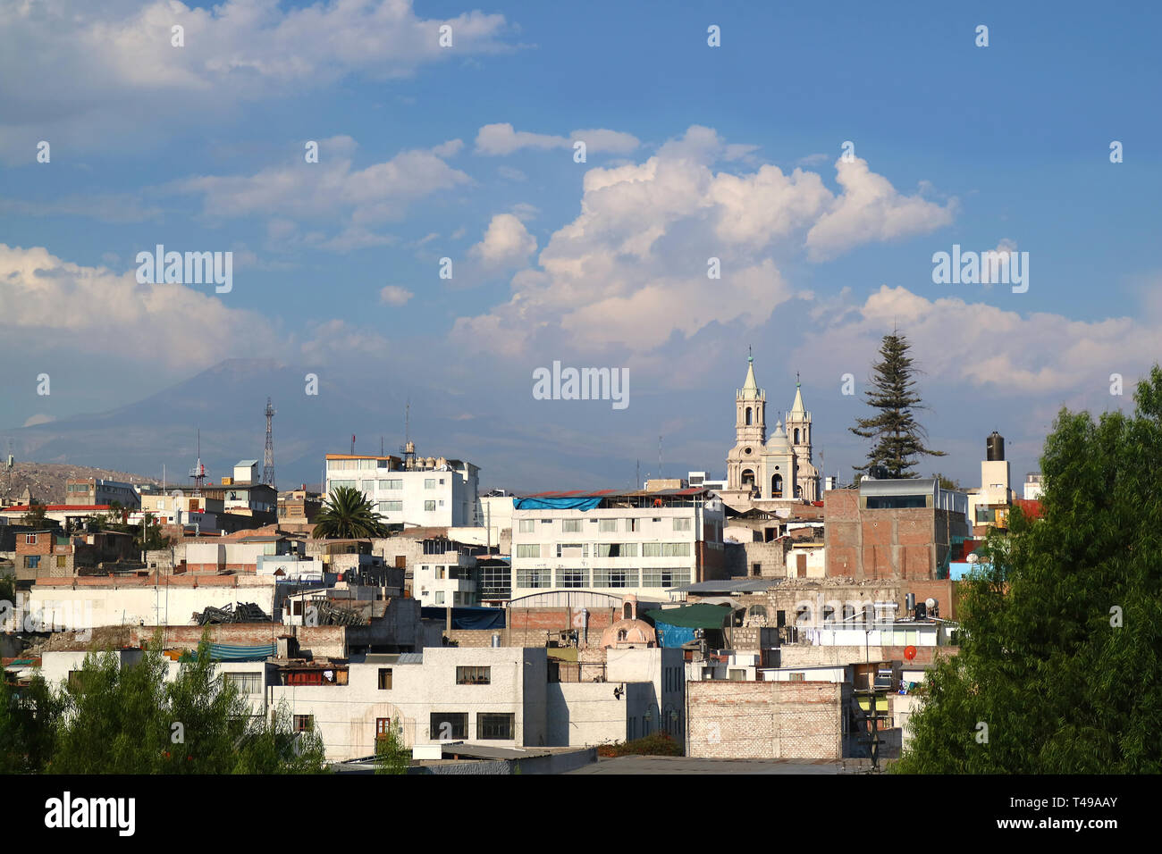 The Skyline of Arequipa with the Belfry of Arequipa Cathedral and Saint ...