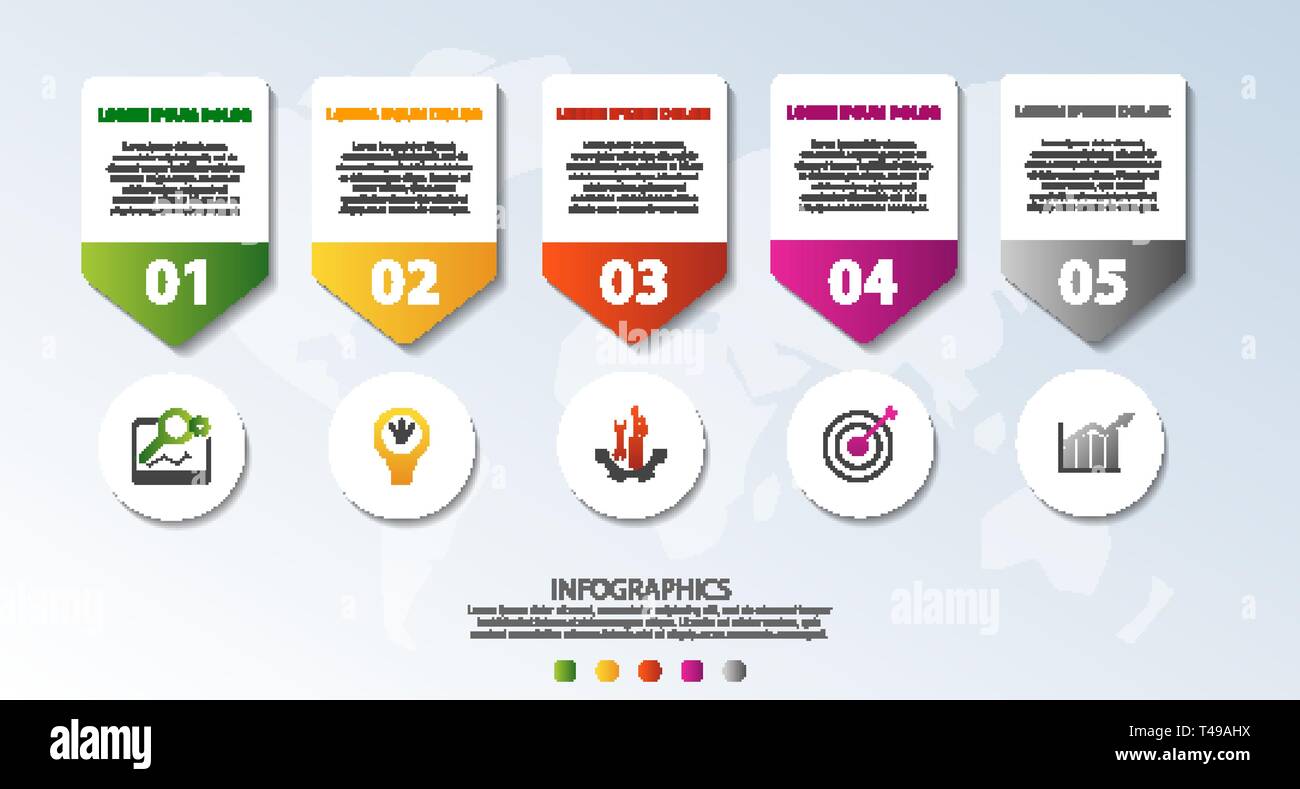Modern 3D vector illustration. Circular infographic template with five ...