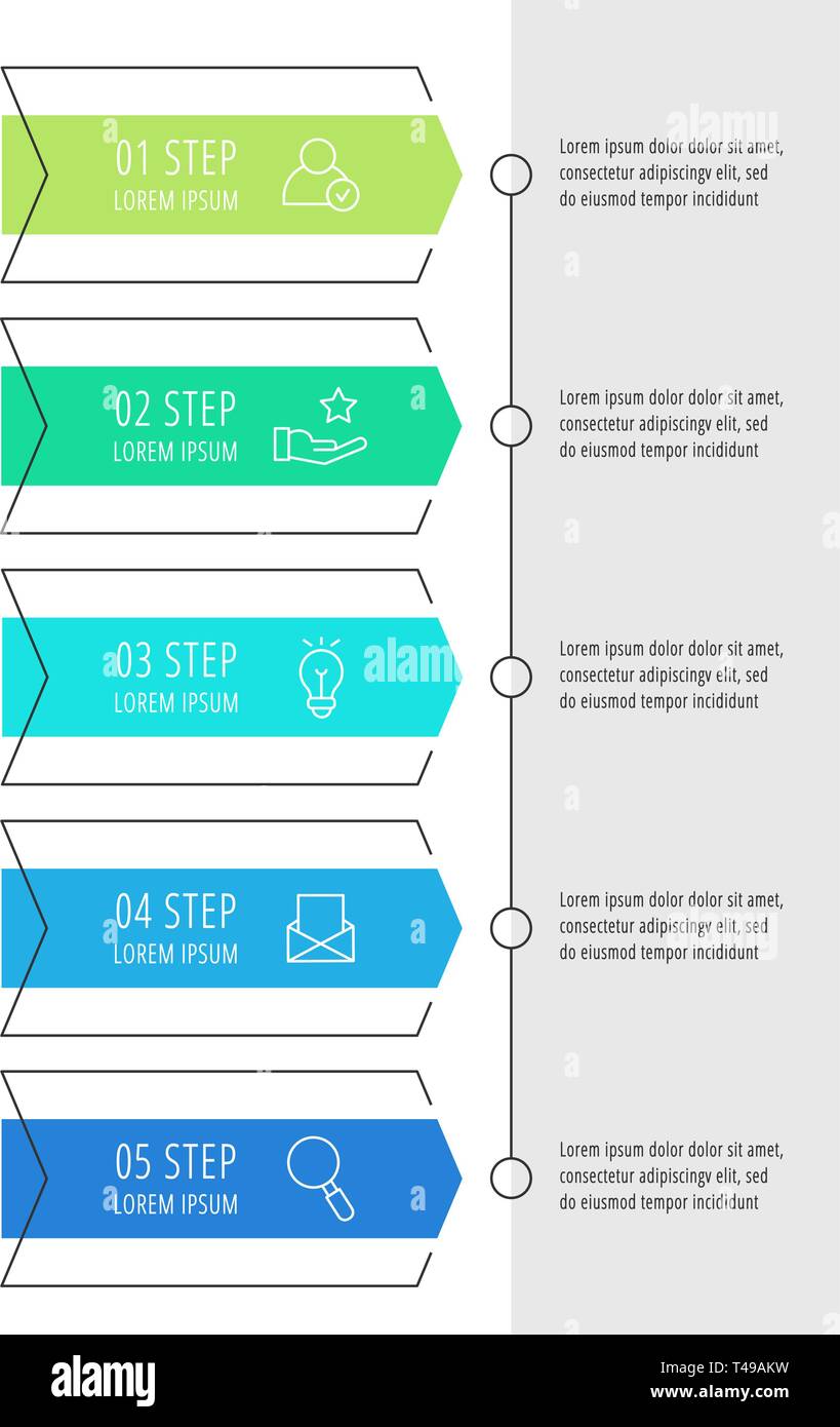 Modern vector flat illustration. Infographic arrows template with five ...