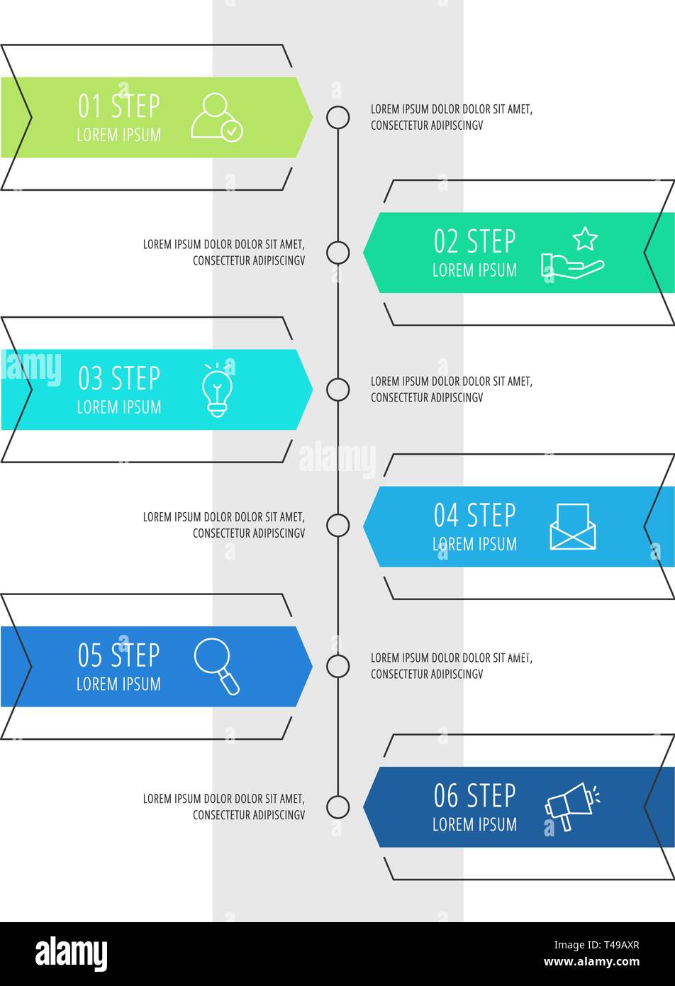 Modern vector flat illustration. Infographic arrows template with six ...