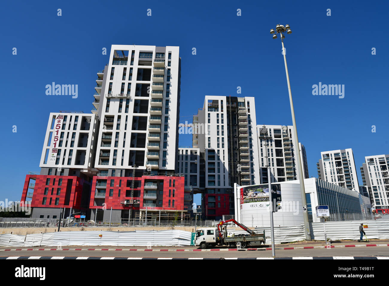 Modern Skyscrapers under construction in Herzliya Stock Photo