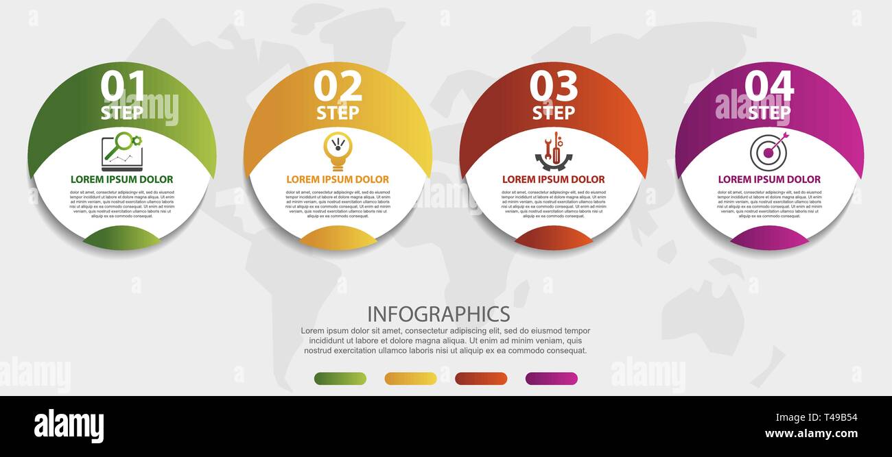 Modern 3D vector illustration. Circular infographic template with four ...