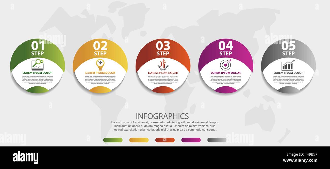 Modern 3D vector illustration. Circular infographic template with five ...