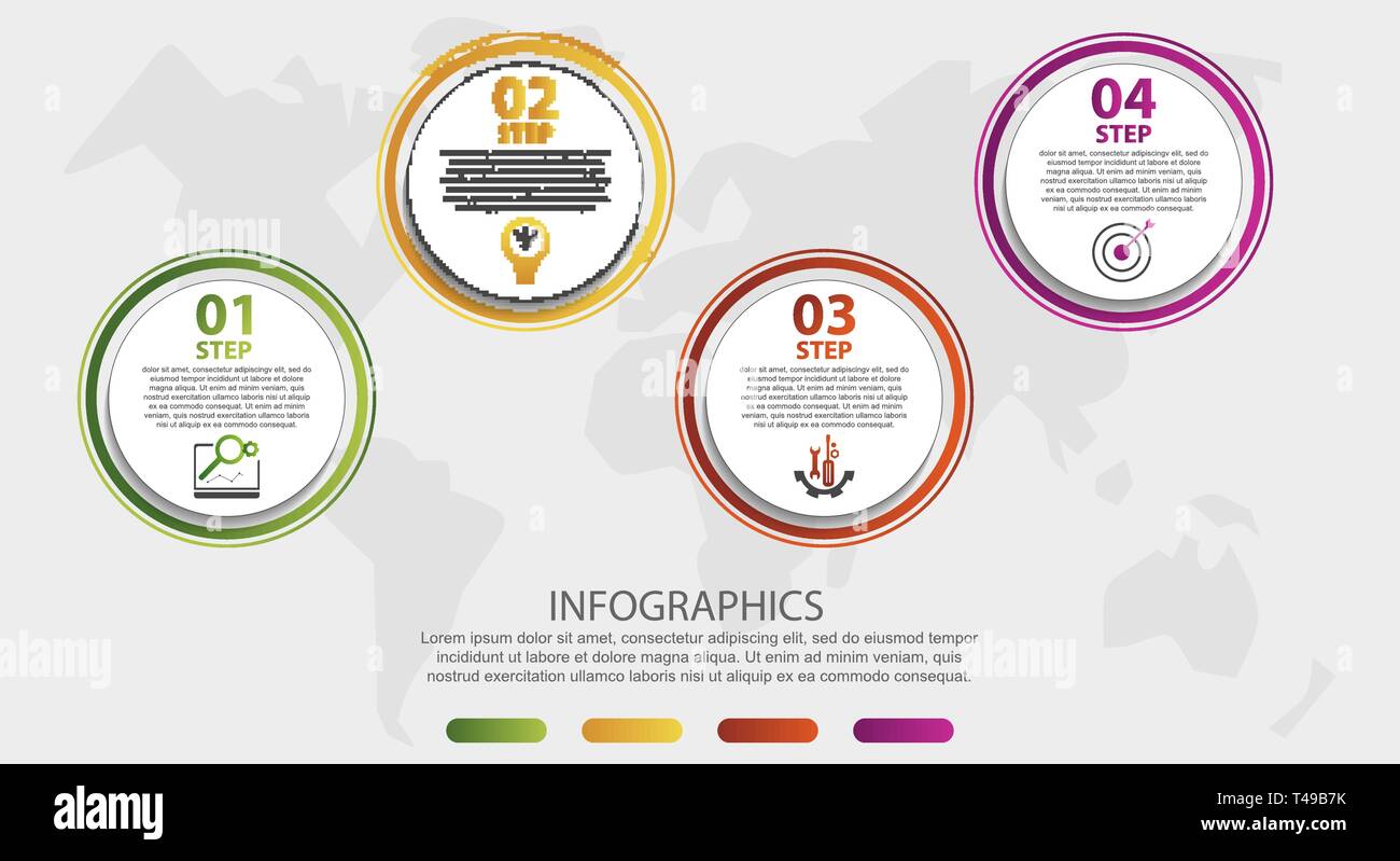 Modern 3D vector illustration. Circular infographic template with four ...