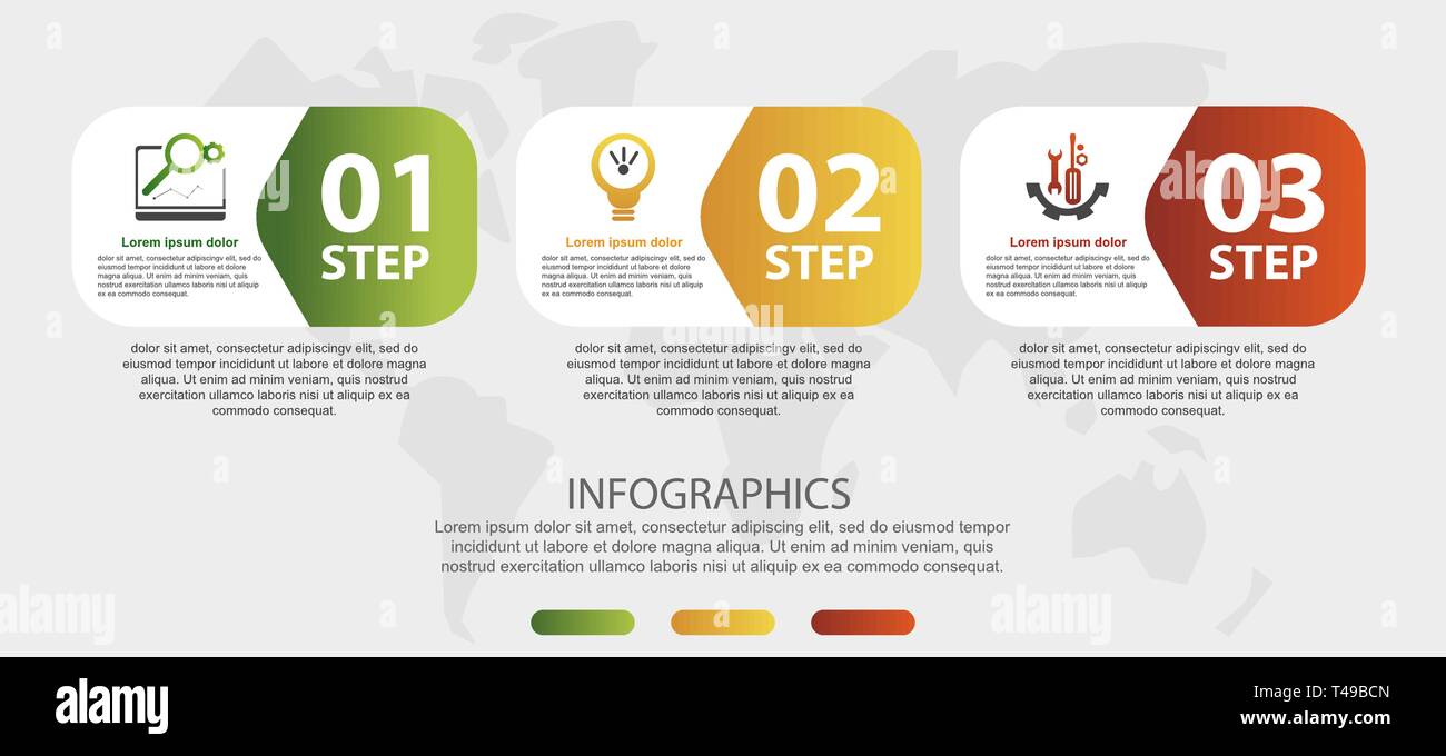 Modern 3D vector illustration. Infographic template with three elements ...