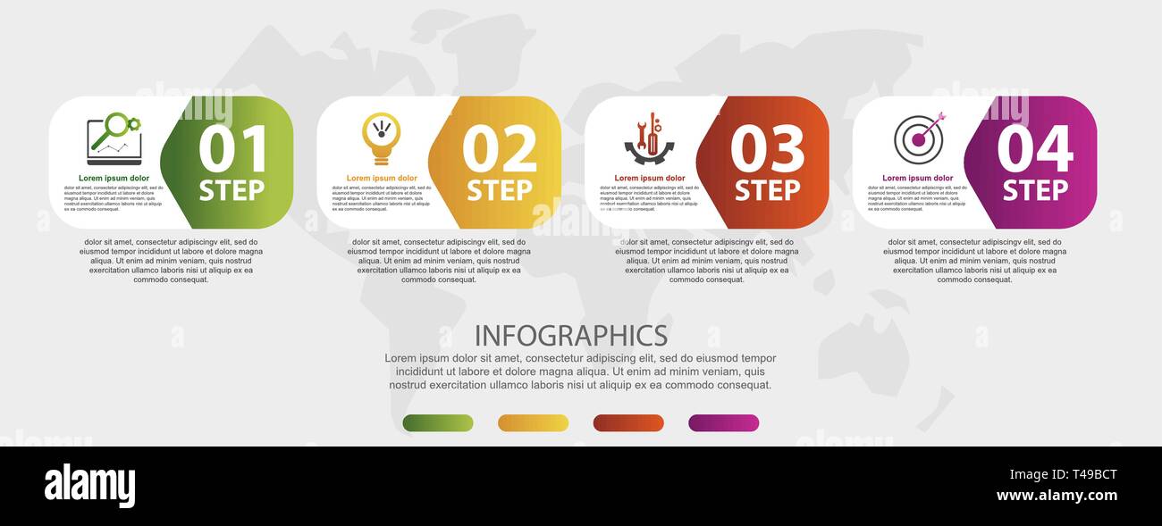 Modern 3D vector illustration. Infographic template with four elements ...