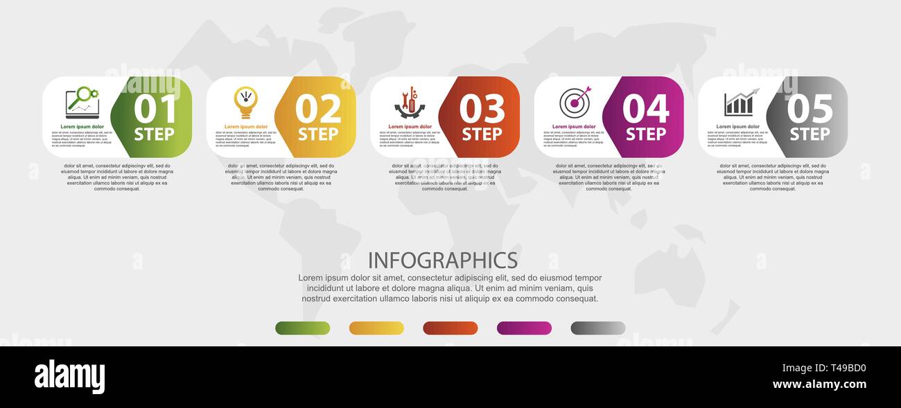 Modern 3D vector illustration. Infographic template with five elements ...