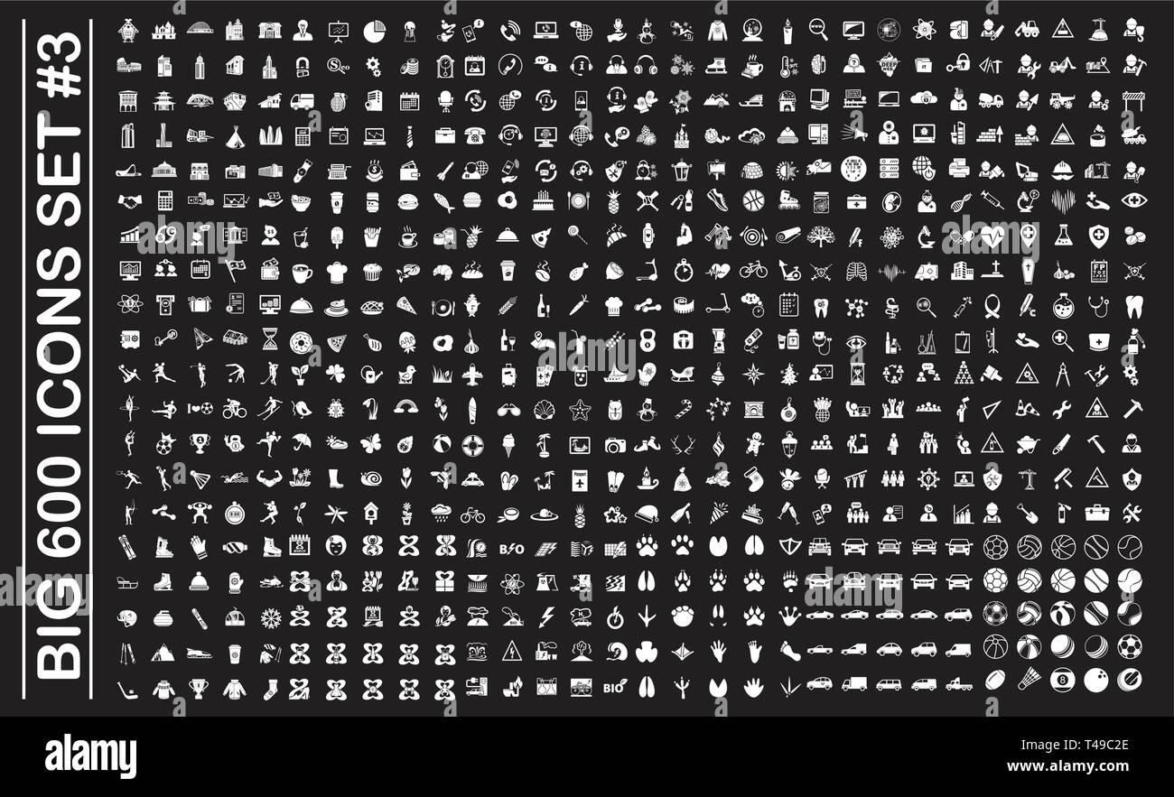 Big 600 icons set on background for graphic and web design. Simple ...