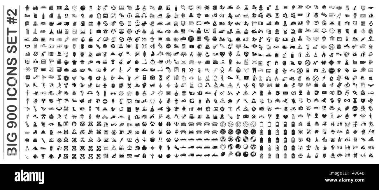 Big 900 icons set on background for graphic and web design. Simple ...