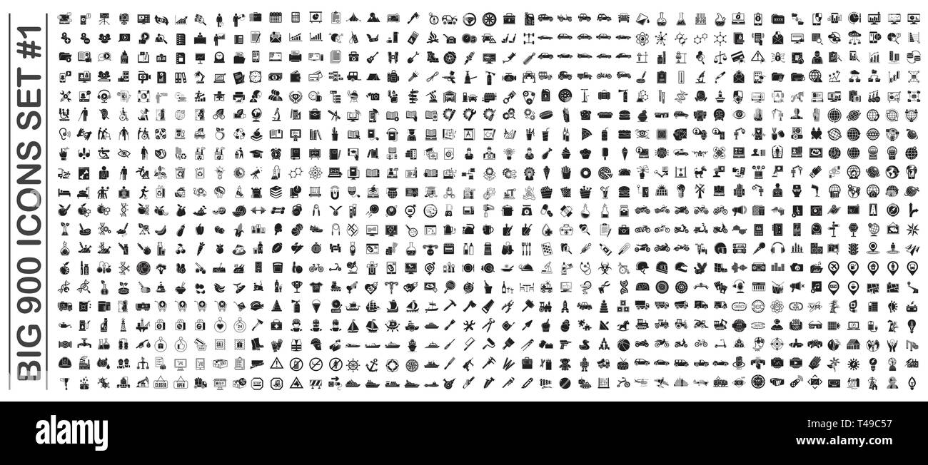 Big 900 icons set on background for graphic and web design. Simple ...